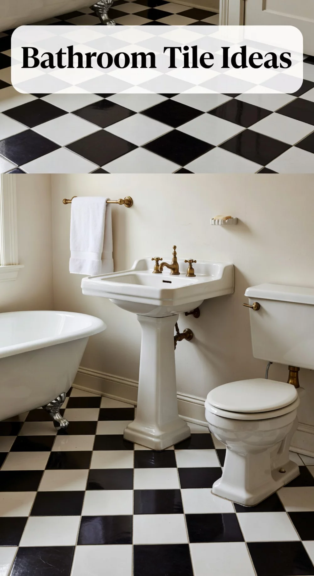 Bathroom Black and White Checkerboard Floor Tile for a Timeless Bold Base