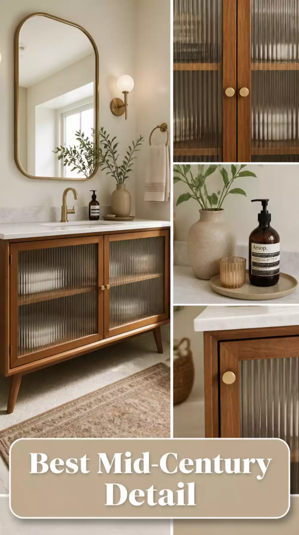 Why a Fluted Glass Vanity Door Is the Best Mid-Century Bathroom Detail