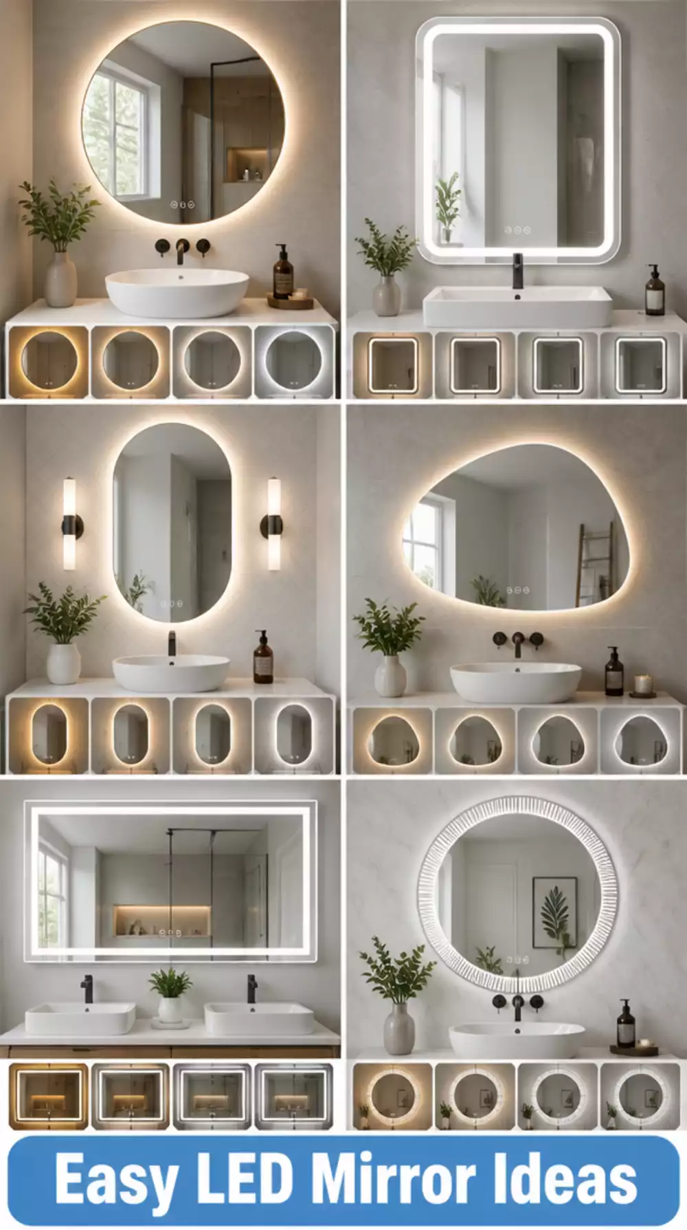 Bathroom LED Mirror with Touch Dimmer and Warm-to-Cool Colour Setting