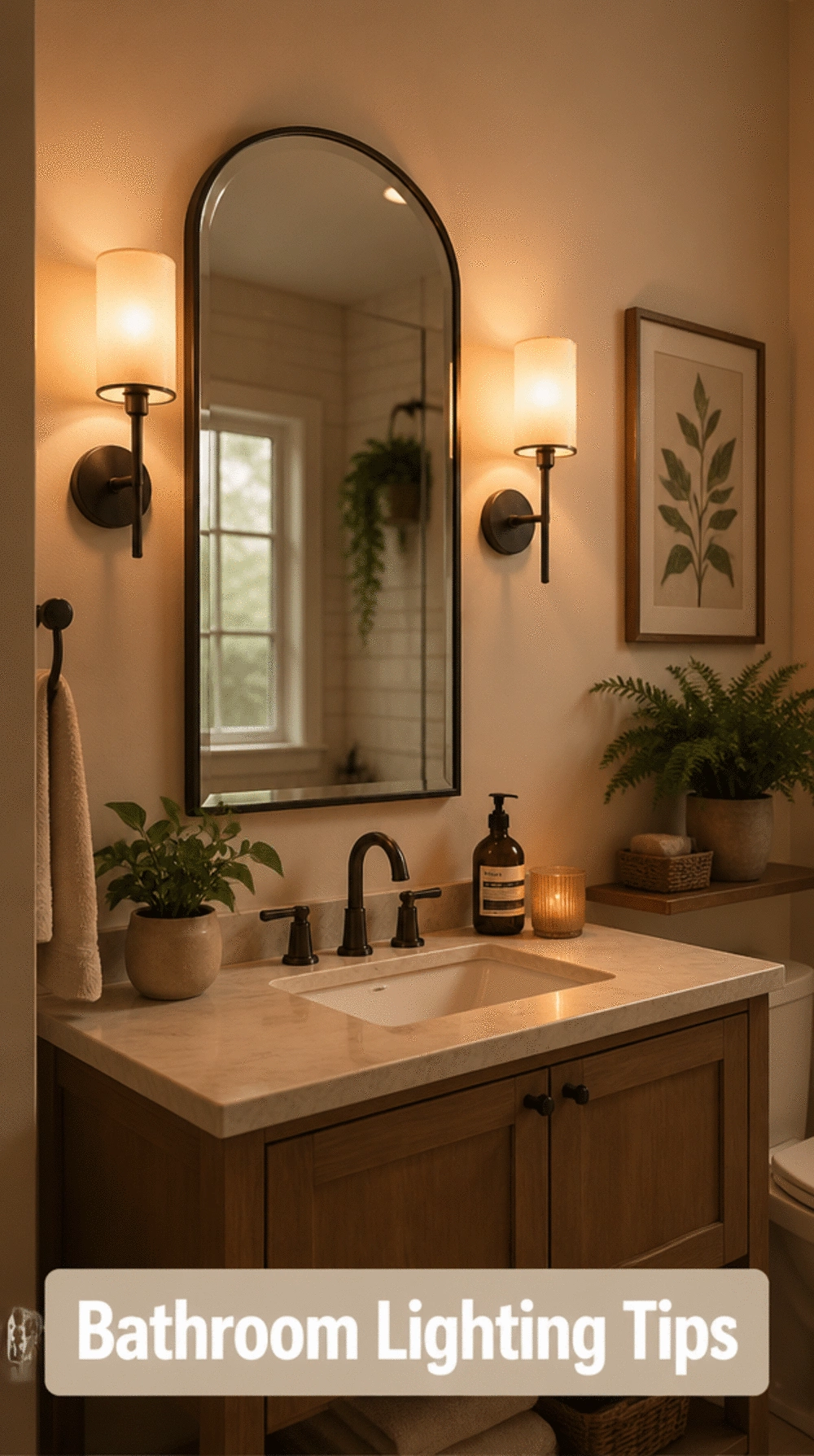 Bathroom Dim-Switch Sconce That Replaces a Harsh Overhead Ceiling Light