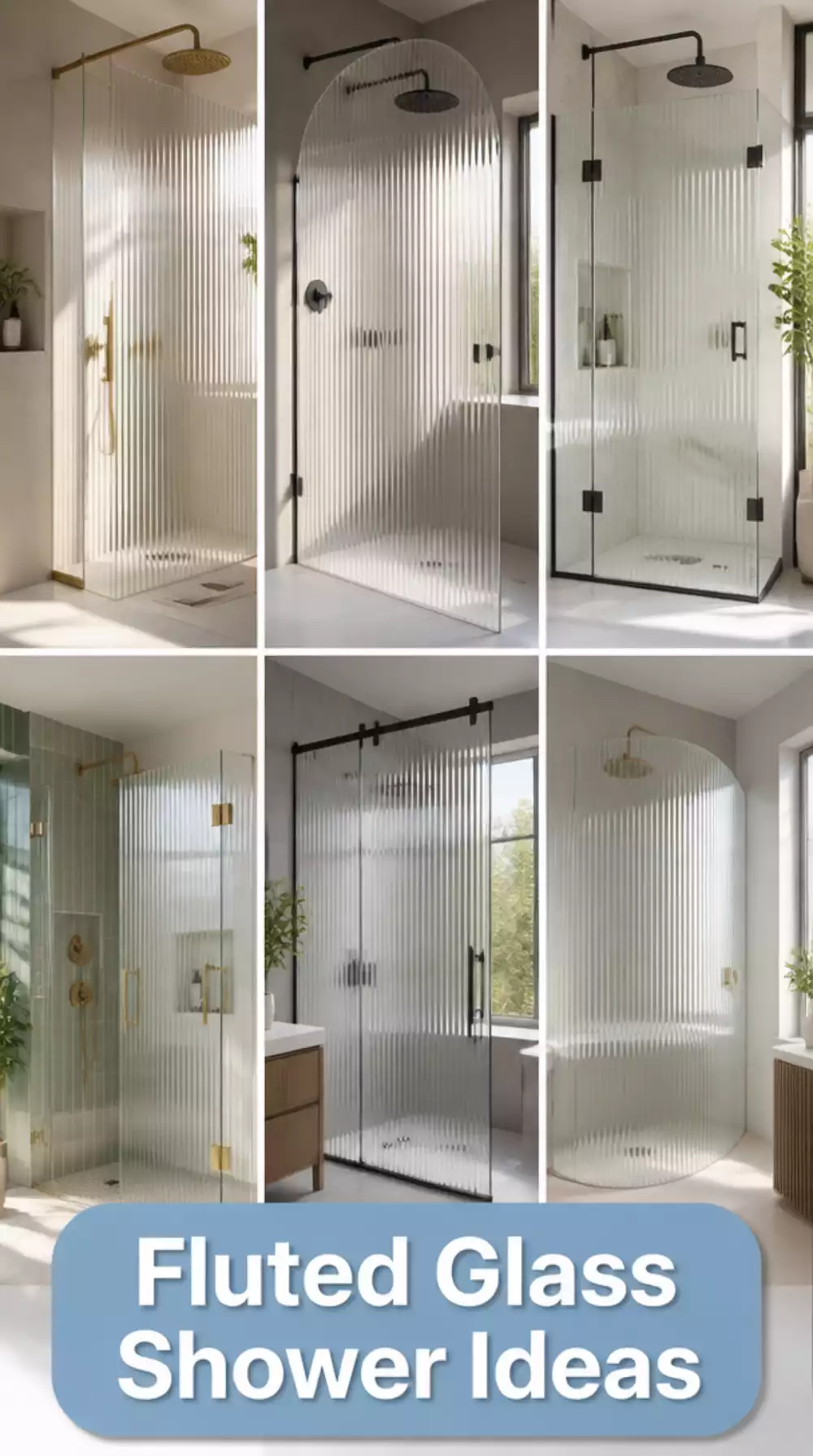Bathroom Fluted Glass Shower Screen That Adds Texture to a Streamlined Space