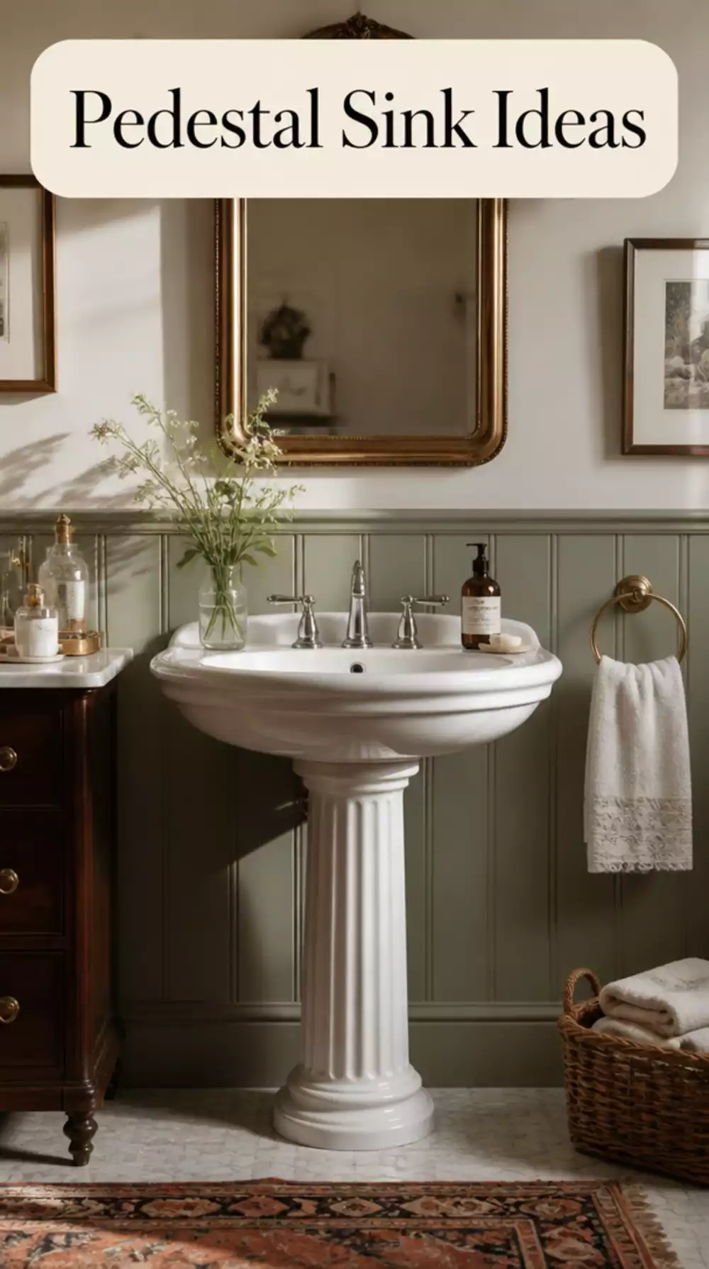 Charming Vintage Pedestal Sink for Small Bathrooms