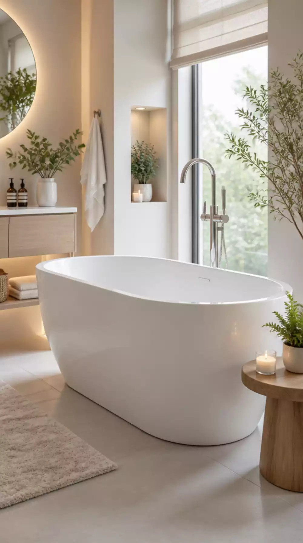 Freestanding Bathroom Tub in Gloss White Acrylic for a Classic Spa Look