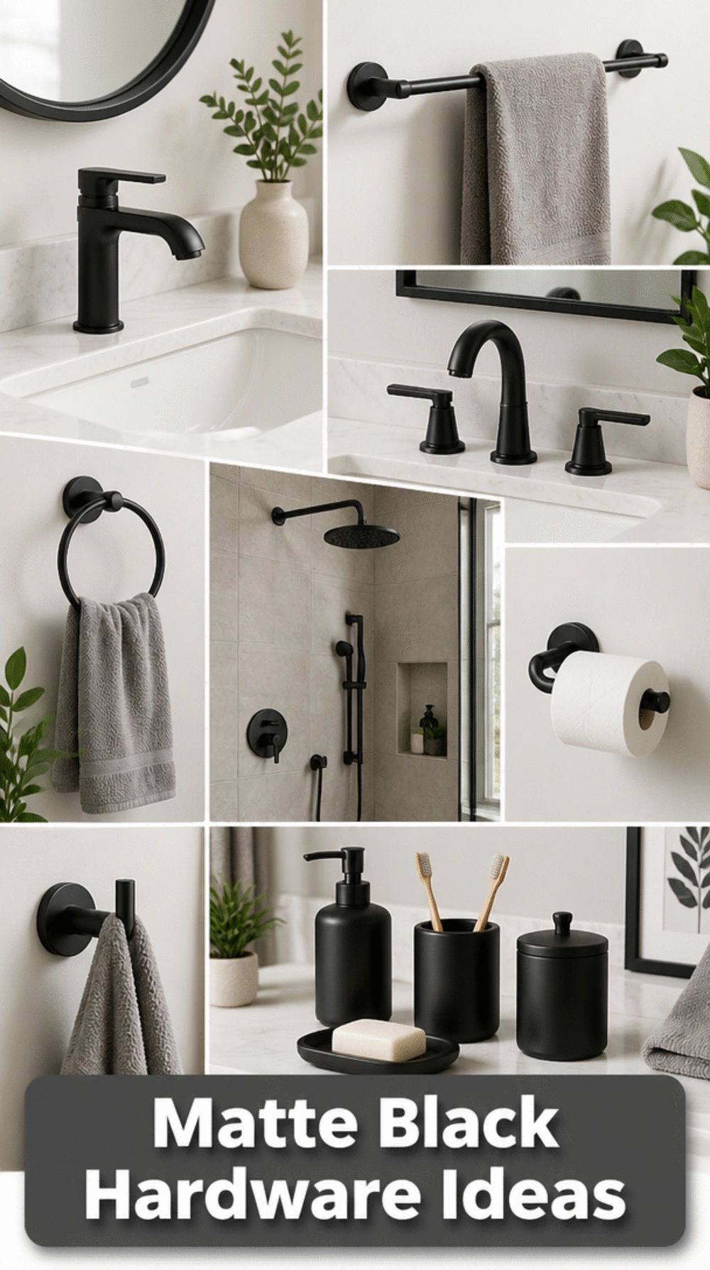 Matte Black Bathroom Hardware Set That Unifies a Minimal Scheme