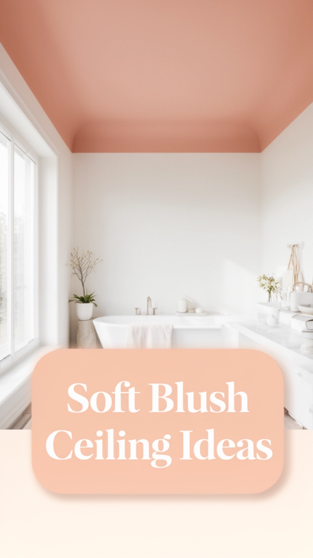 Bathroom Soft Blush Paint on a Ceiling That Adds Warmth Without a Feature Wall