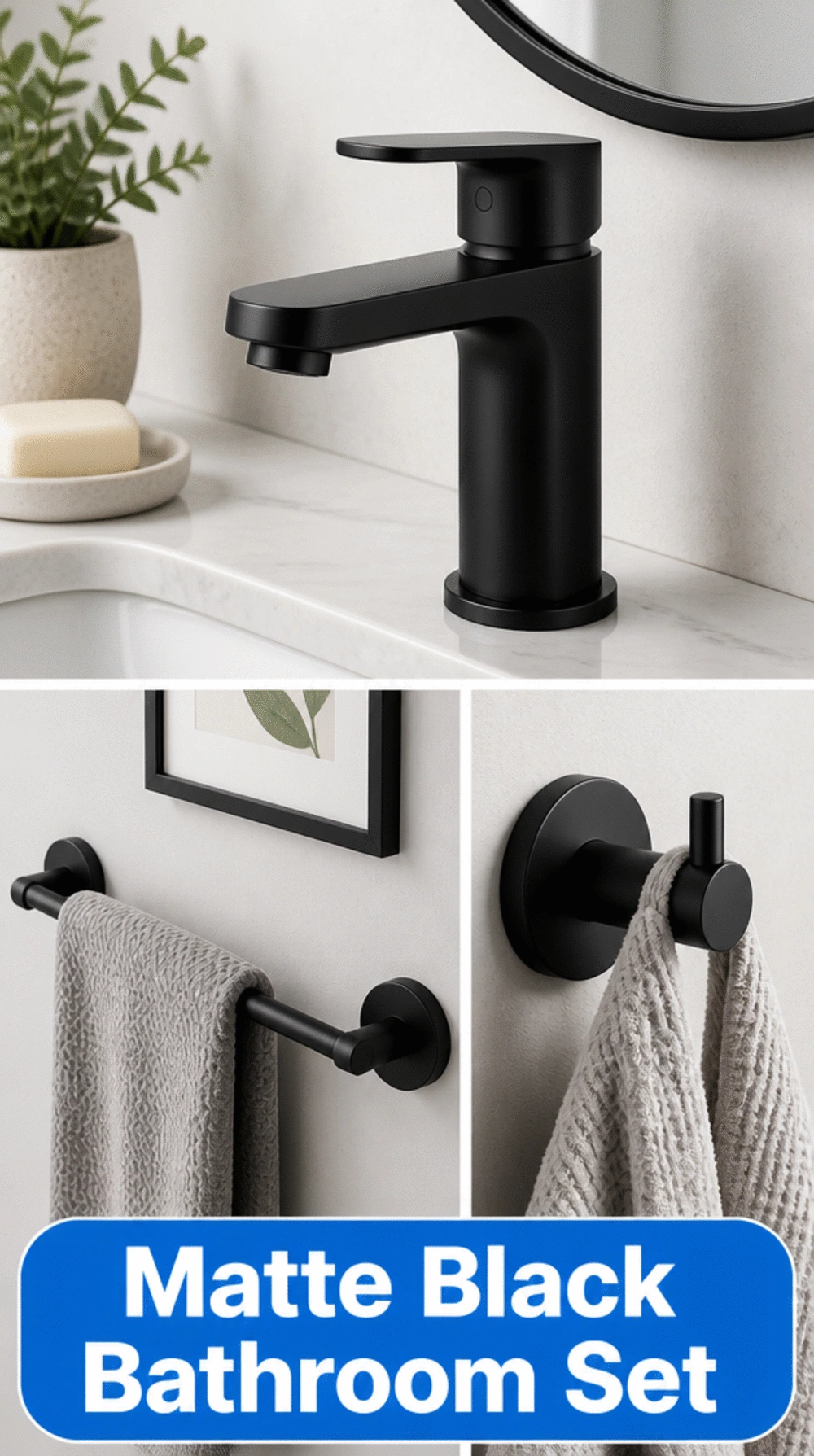 Bathroom Matte Black Fixture Set That Gives a Modern Scheme a Sharp Edge
