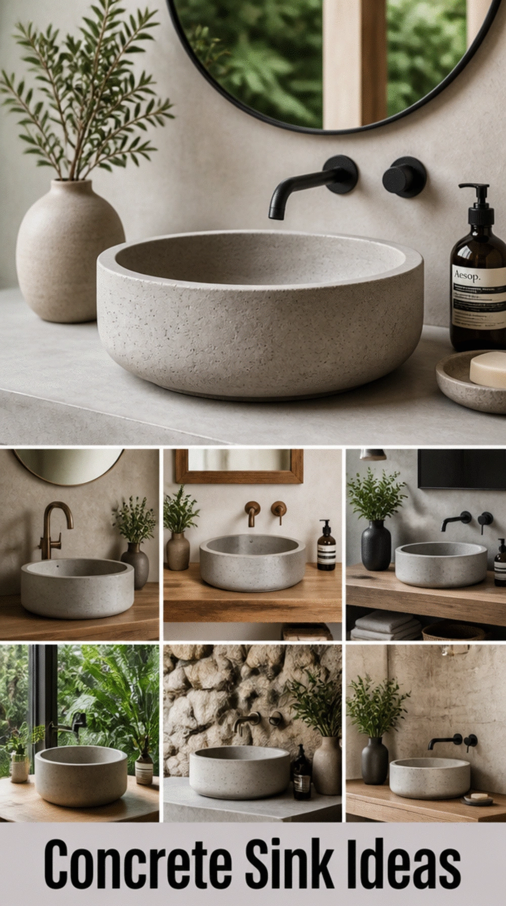 Bathroom Concrete Round Sink That Makes a Minimalist Vanity Look Custom