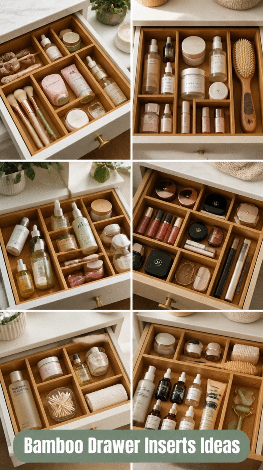 Bathroom Bamboo Drawer Tray Insert That Fits Most Standard Vanity Sizes