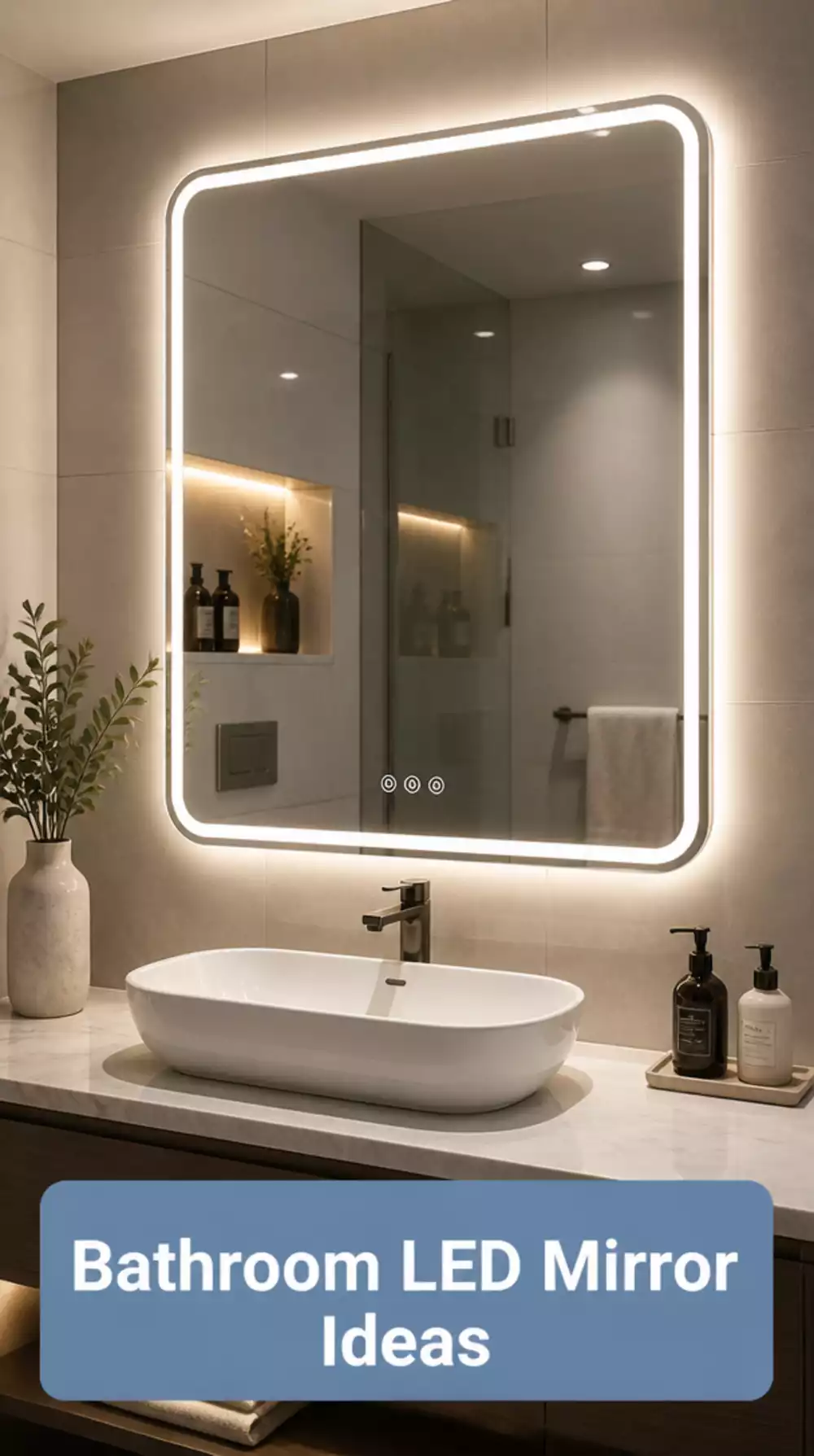 Bathroom LED Backlit Mirror with Anti-Fog Function for Daily Steam Showers