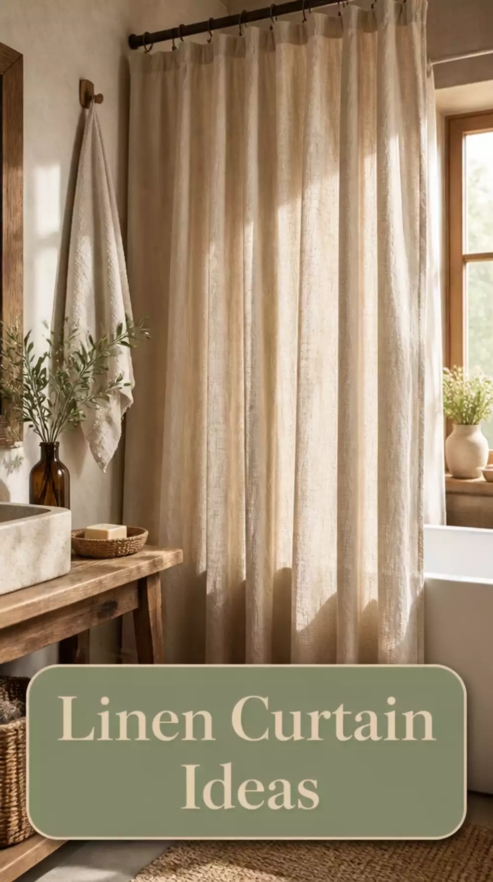 Natural Linen Shower Curtain for Sustainable Bathroom Style