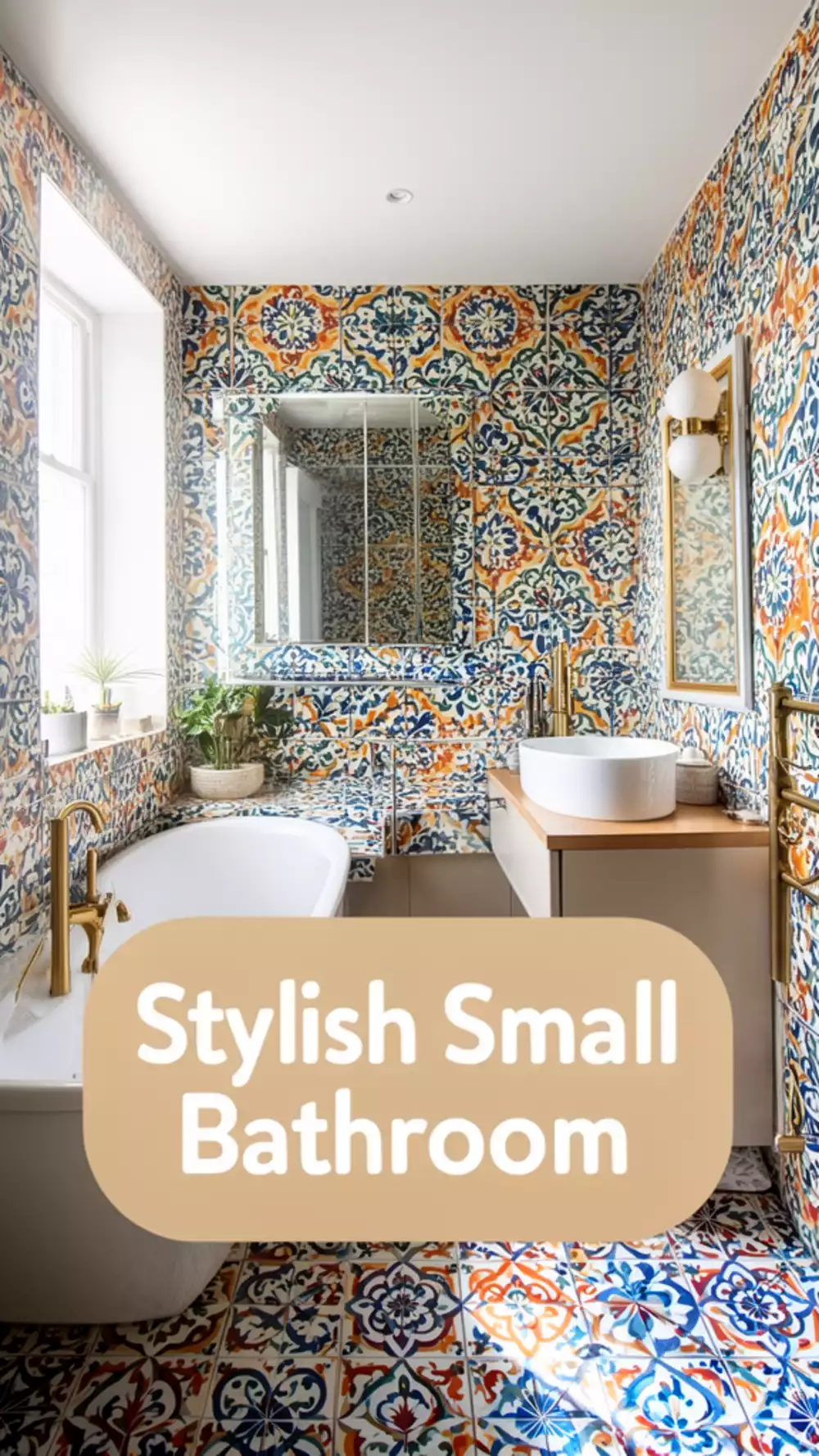 Bathroom Encaustic Patterned Floor Tile That Makes a Small Room Feel Rich