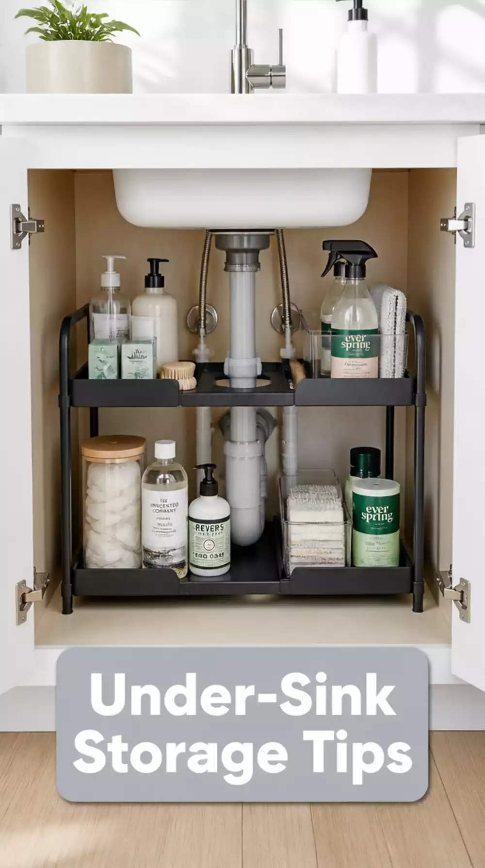 Under-Sink Two-Tier Organizer for Bathroom Cabinets