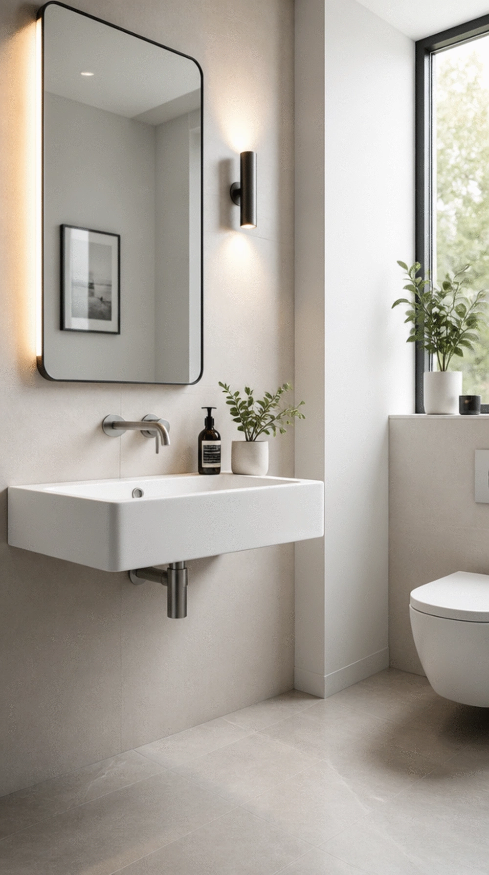 Bathroom Wall-Mounted Basin That Frees Up Every Inch of Floor Space Below