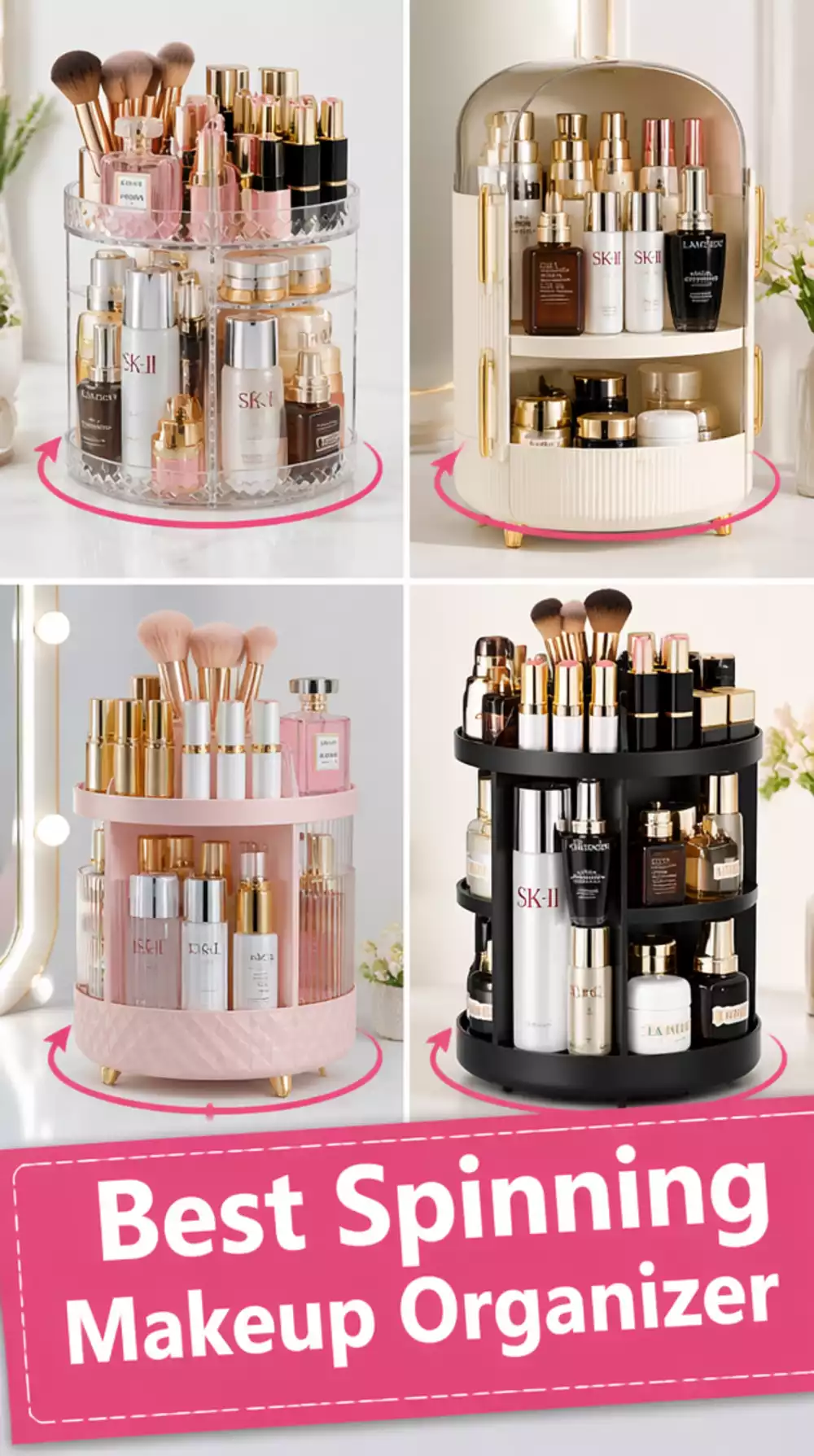 Bathroom Spinning Makeup Organiser That Gives Access to Products from All Sides