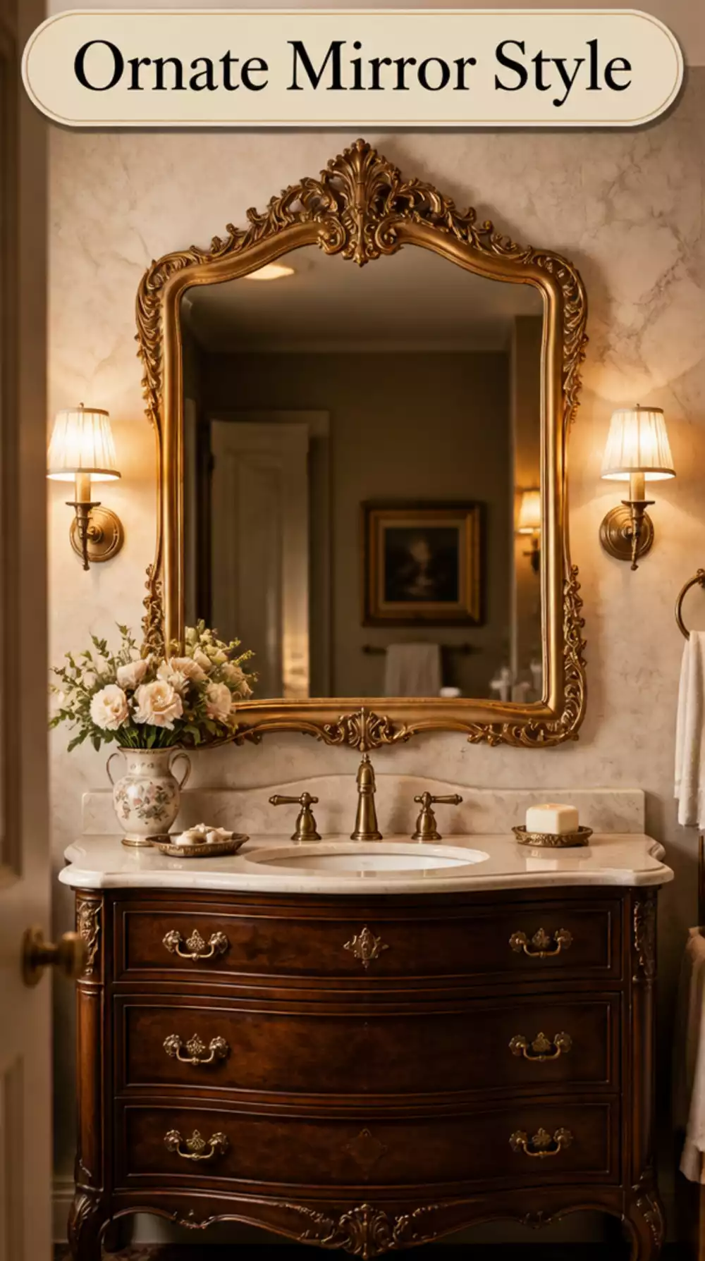Ornate Gilt Mirror Vintage Bathroom Ideas