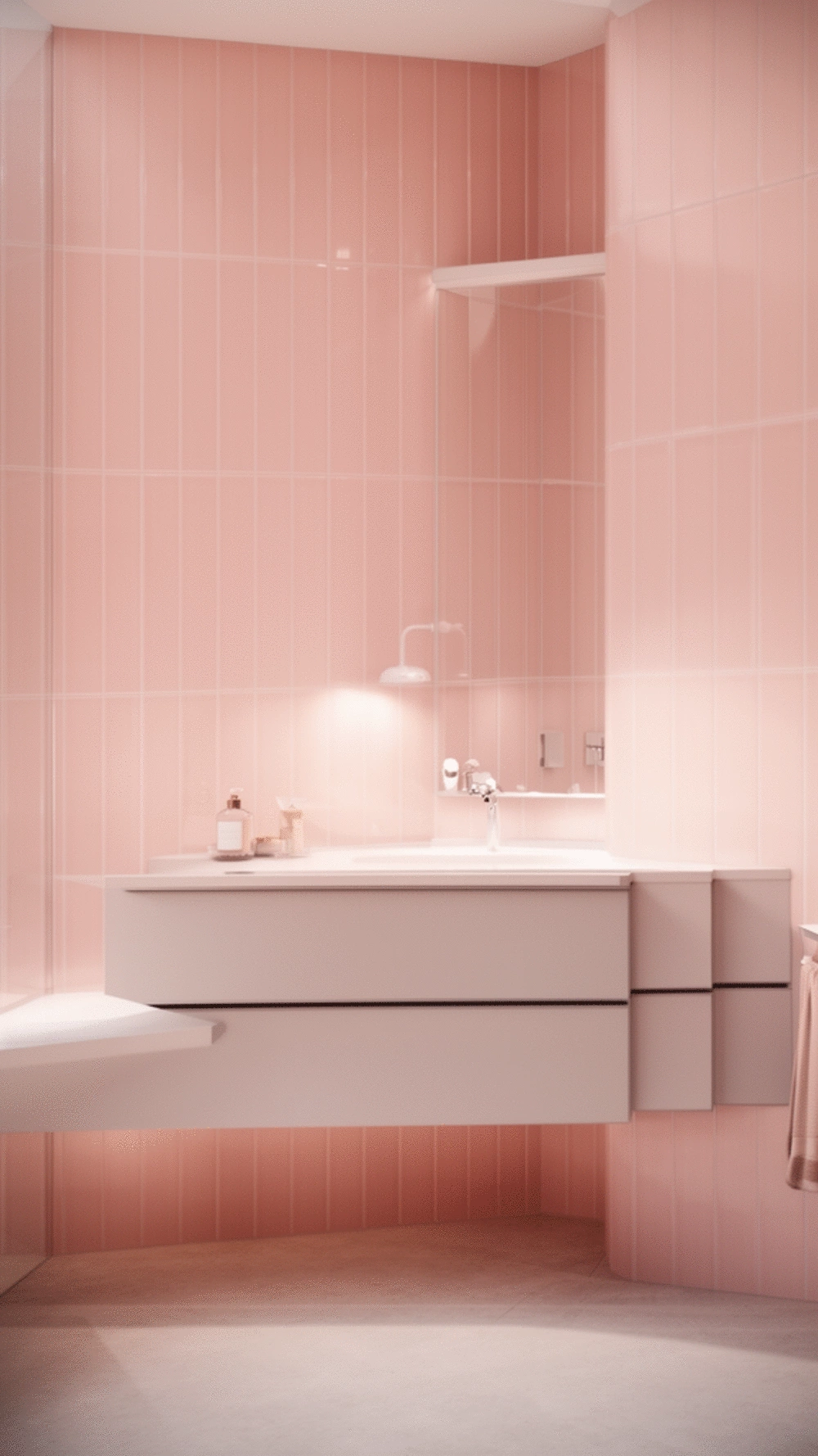 Bathroom Pink Vertical Tile in a Soft Blush for a Modern Feminine Wall