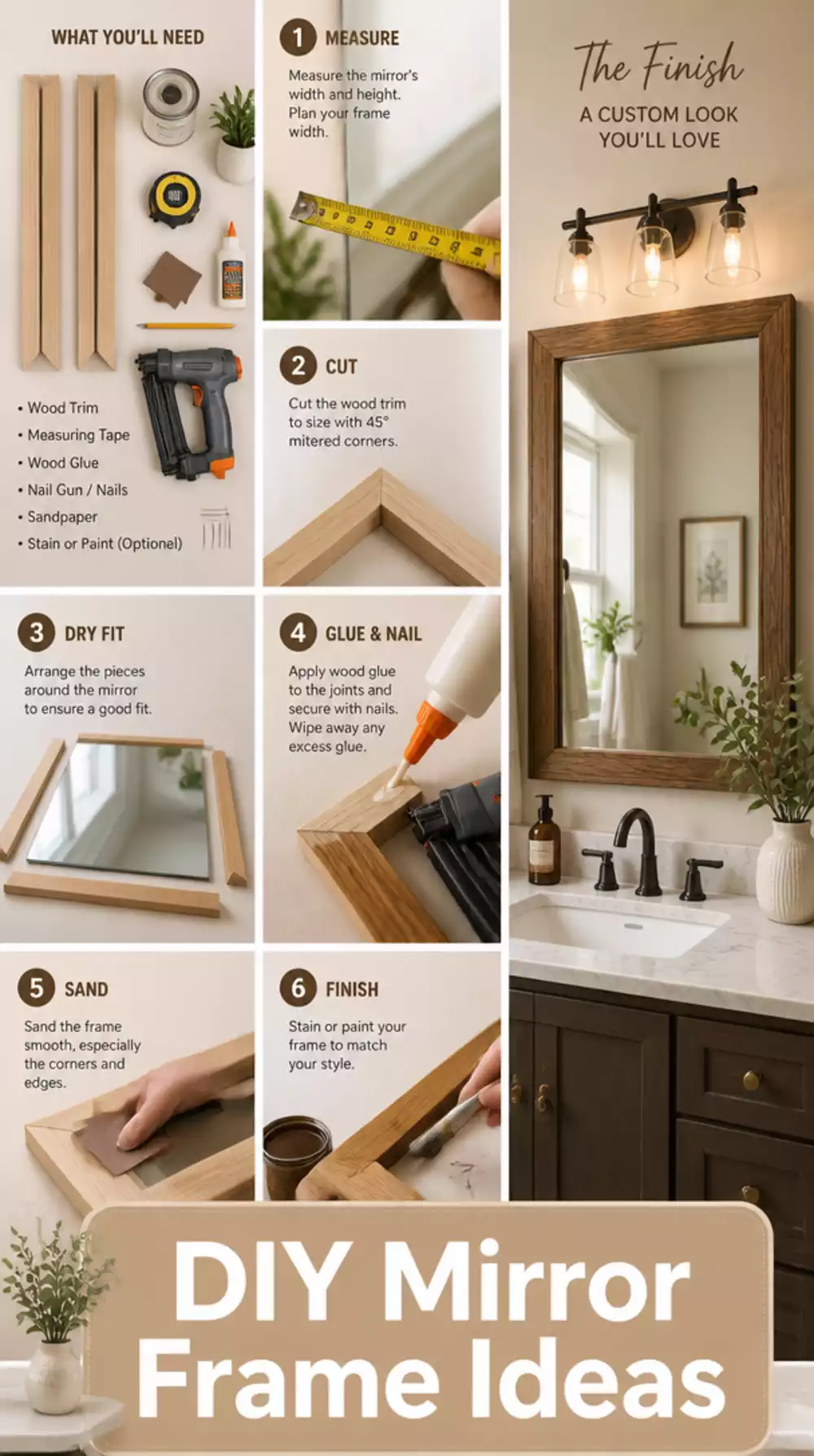 The Bathroom Mirror Frame DIY Trick That Turns a Builder Mirror into a Feature