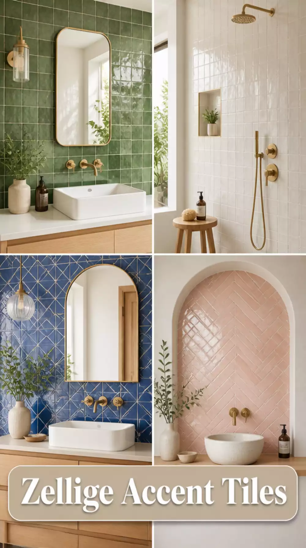 The Zellige Accent Tile Designers Use to Update a Mid-Century Bathroom