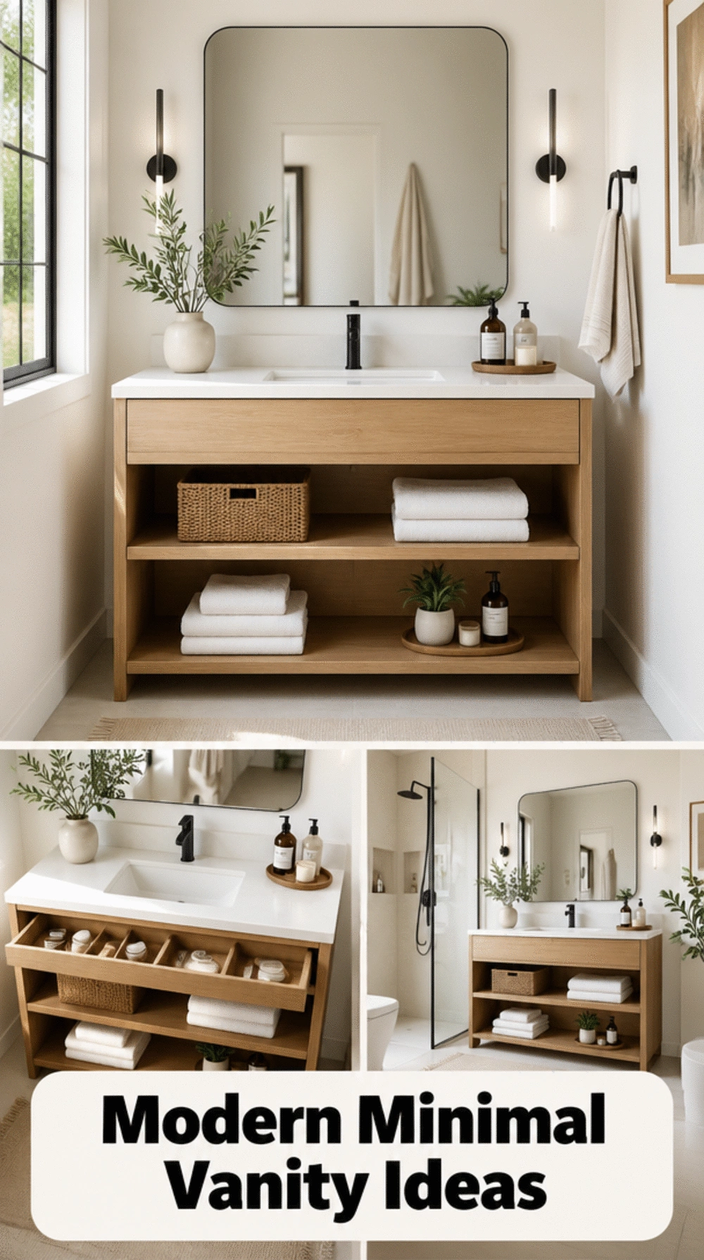 Bathroom Single Vanity with Open Shelf Below for a Modern Minimal Look