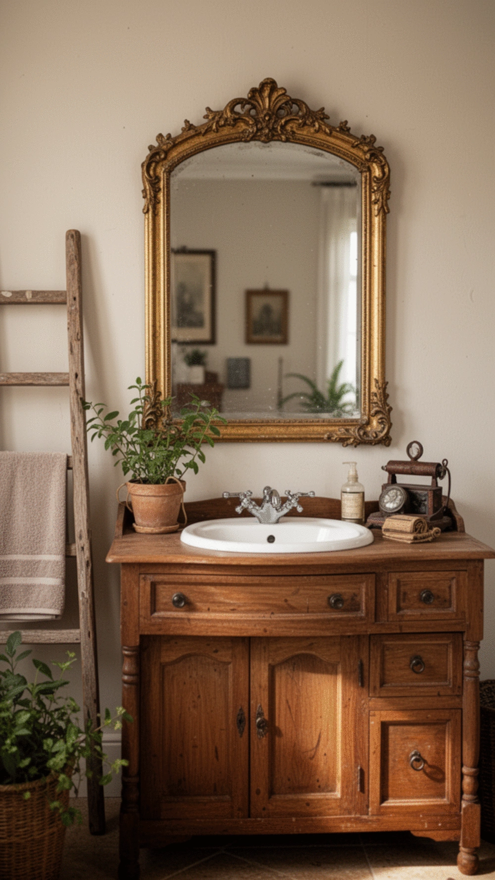 Vintage and Rustic Mirrors: 5 Timeless Ideas for a Cozy Bathroom