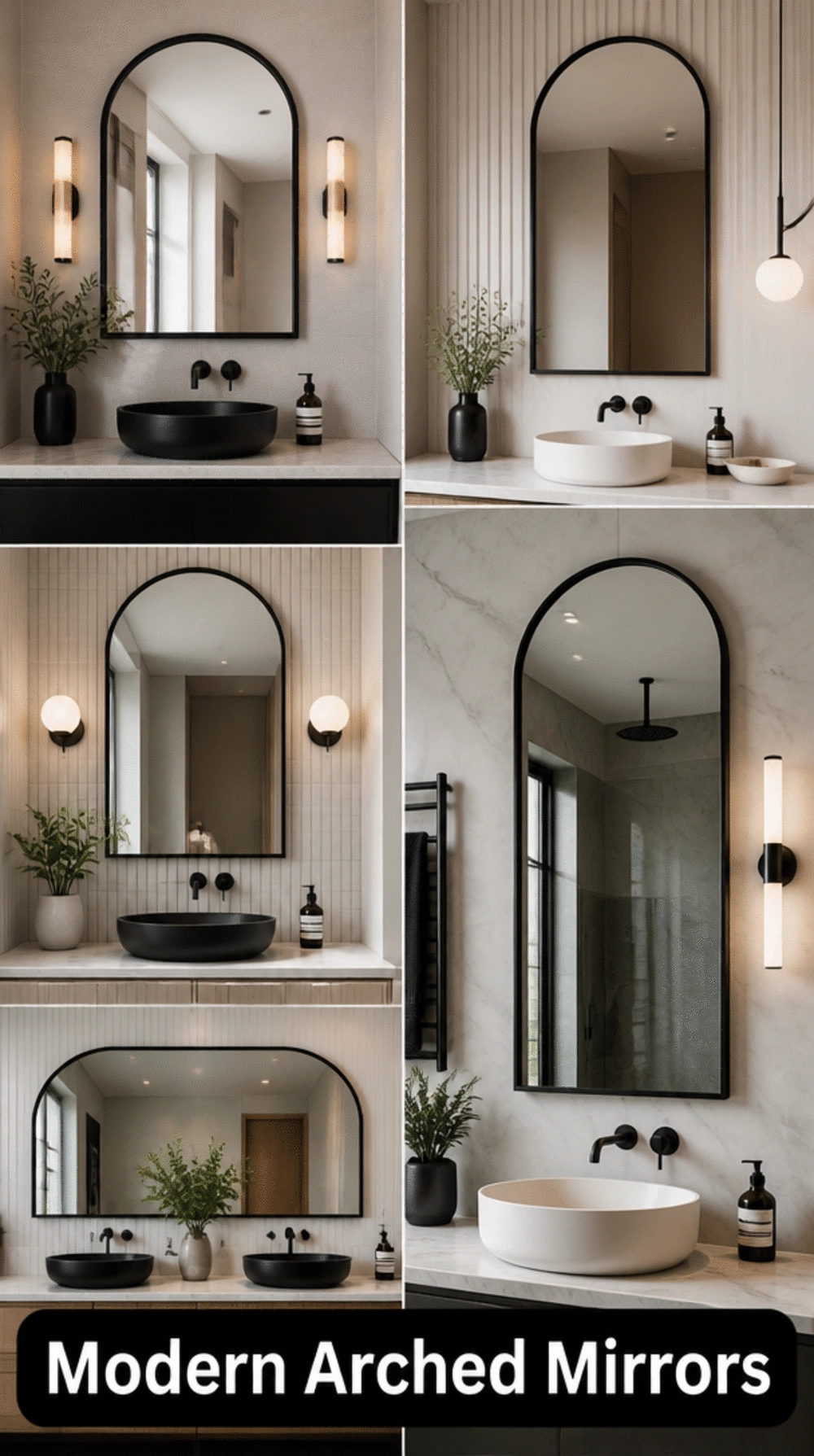 Bathroom Arched Mirror in Black Steel Frame for a Modern Dramatic Look