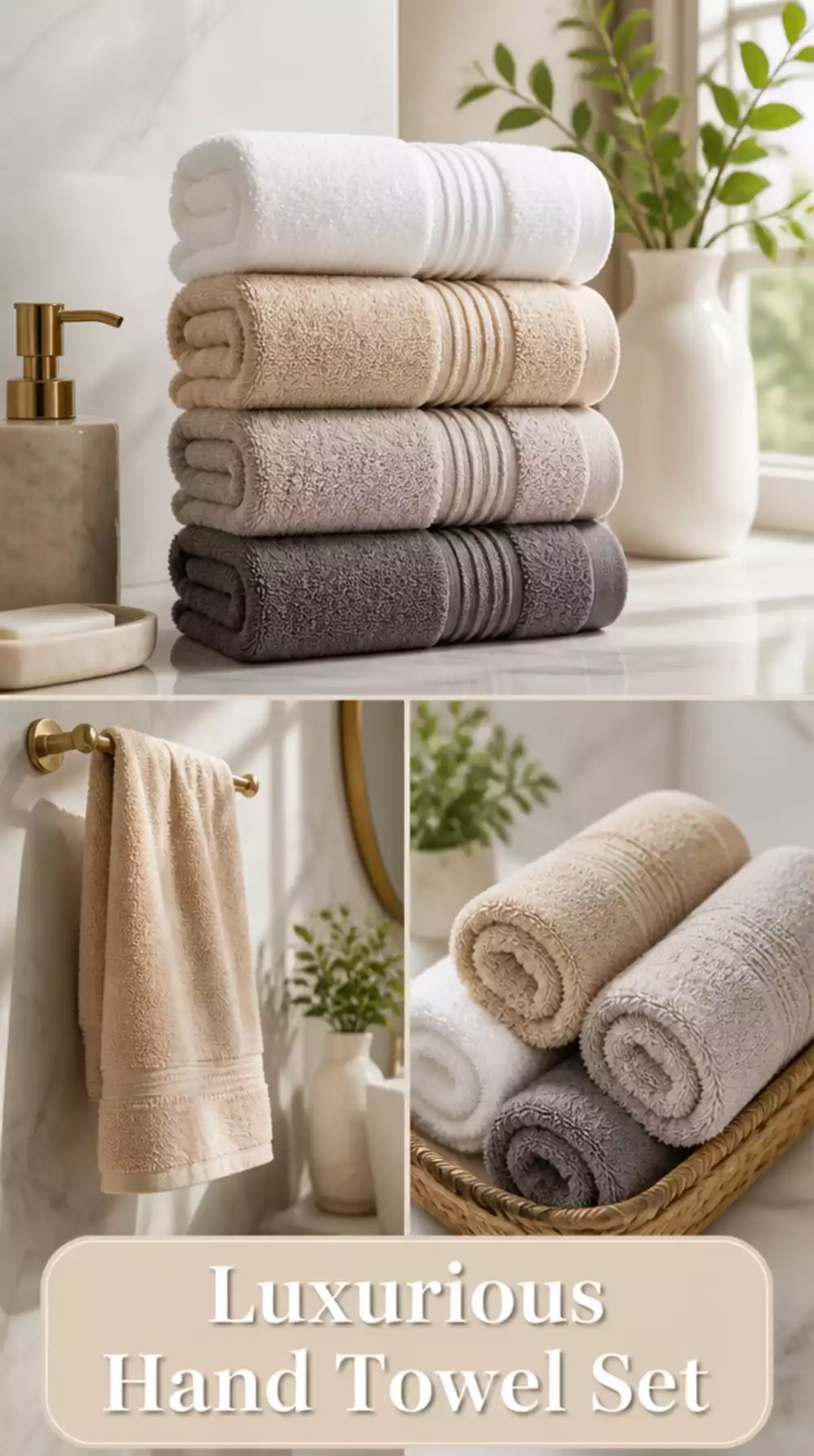 Turkish Cotton Bathroom Hand Towel Set That Dries Quickly and Looks Luxe