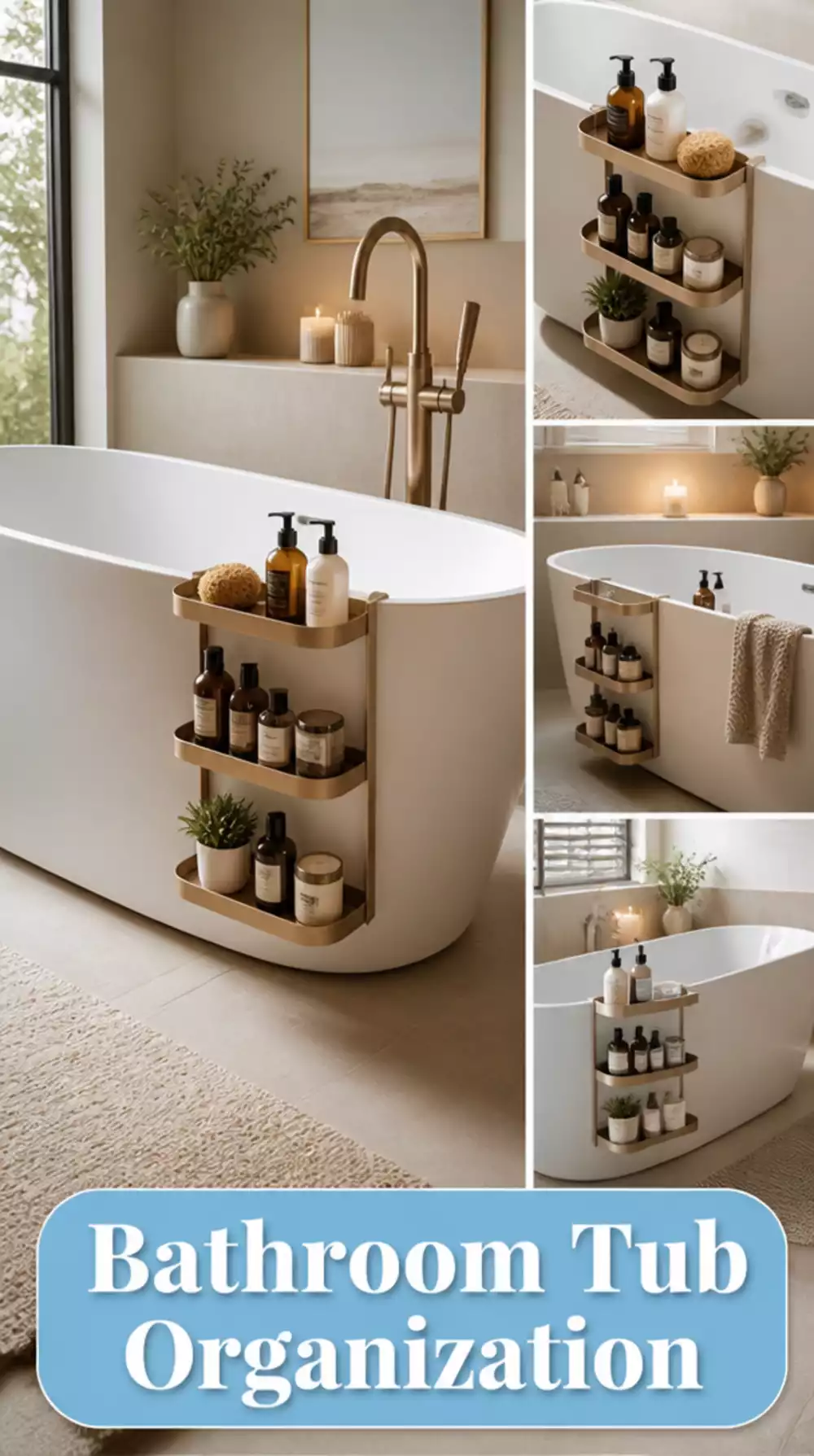 Freestanding Bathroom Tub with Side Mounted Shelf for Shower Products