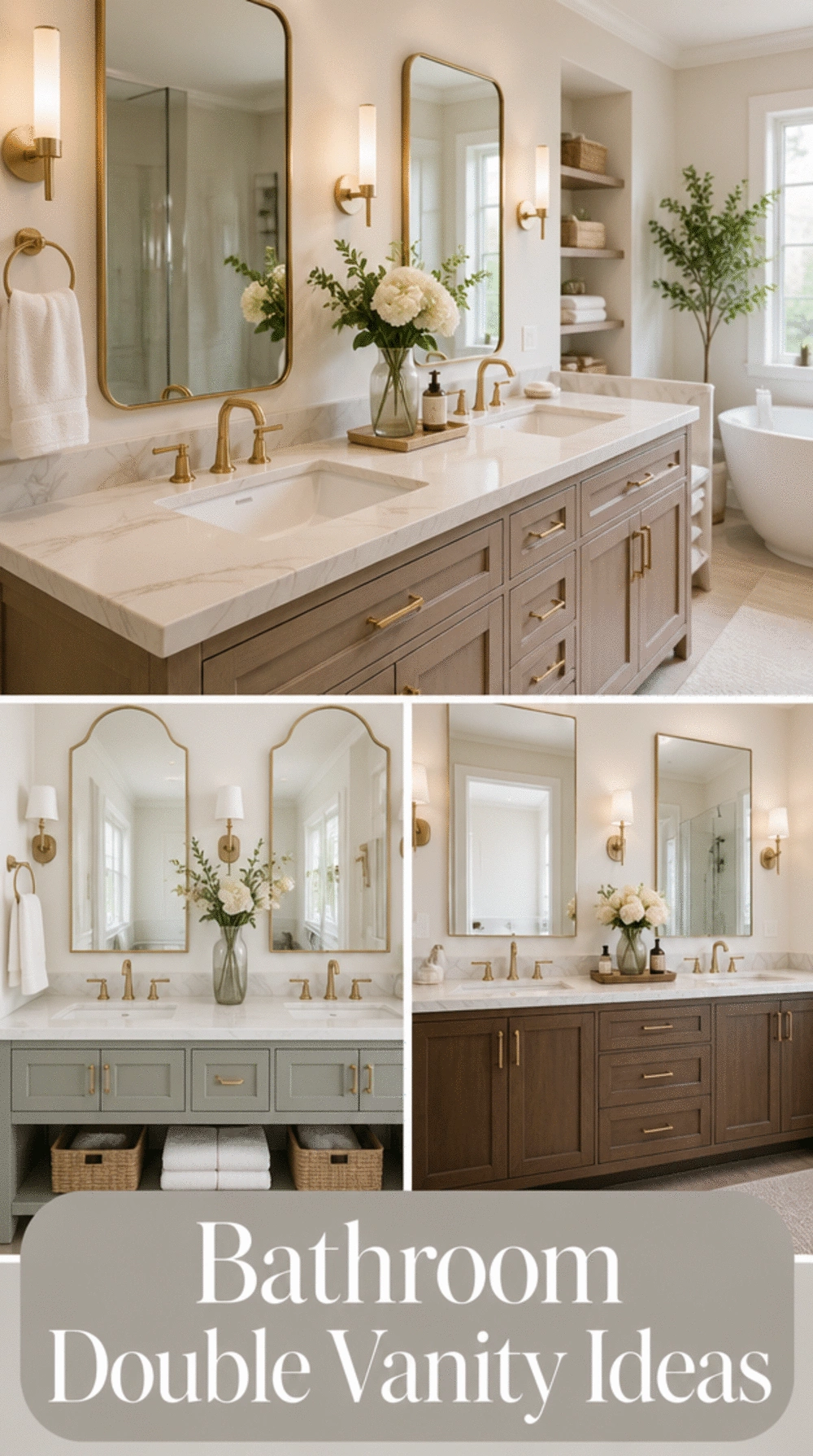 Bathroom Double Vanity with Undermount Sinks and a Marble Countertop