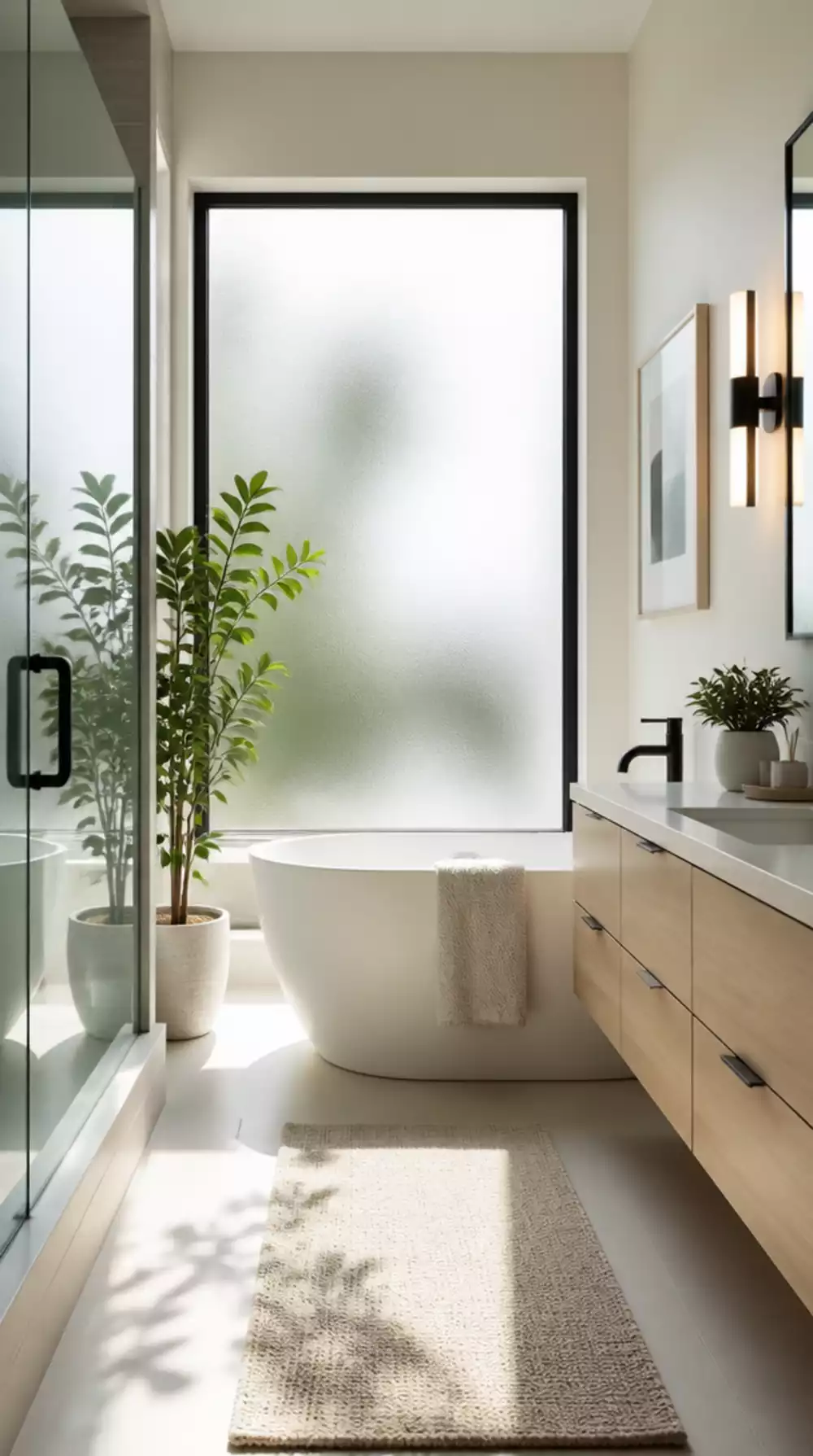 Bathroom Frosted Window Film That Gives Full Privacy Without a Single Blind