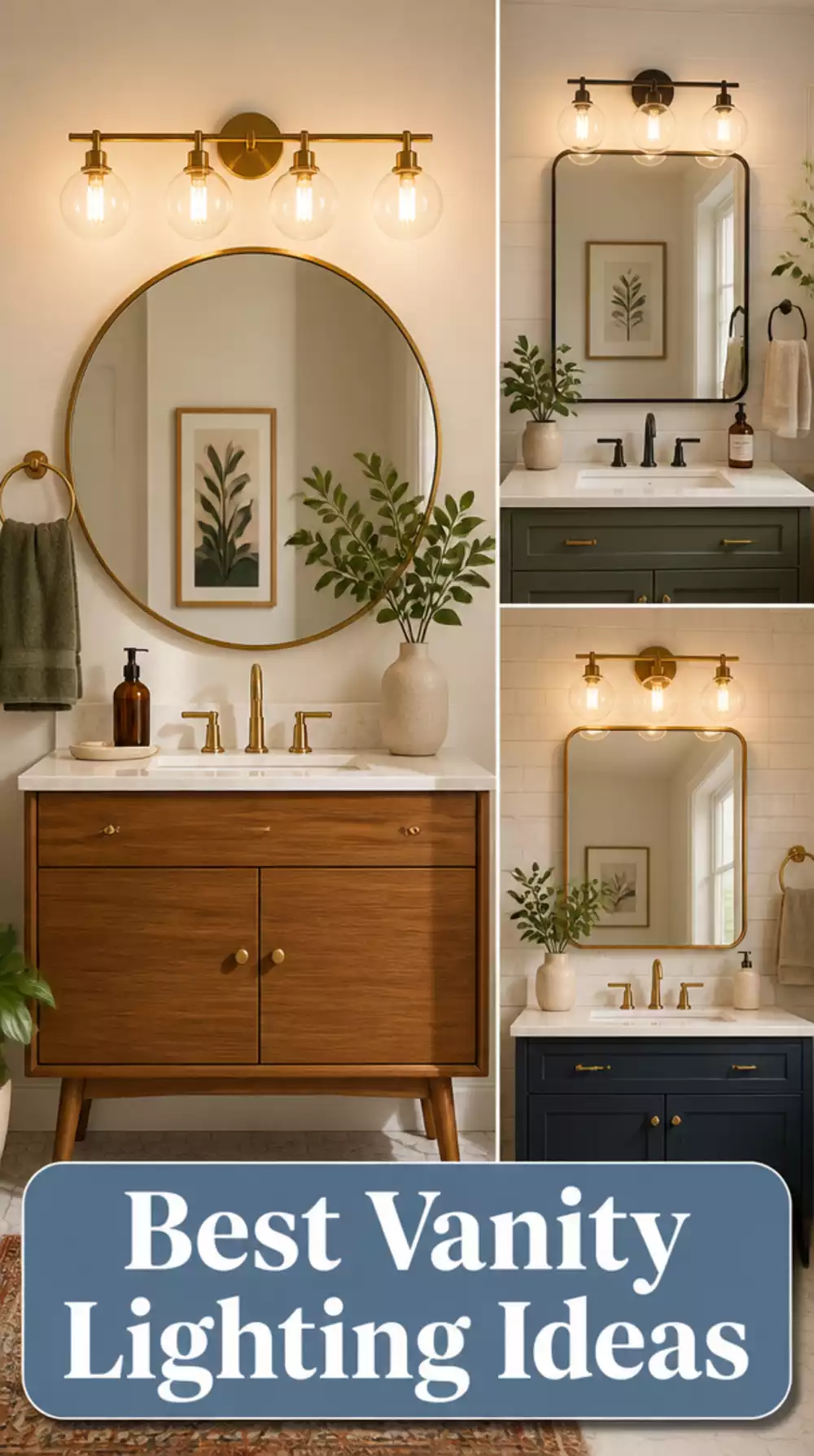 Mid-Century Bathroom Vanity Light Bar with Exposed Globe Bulbs