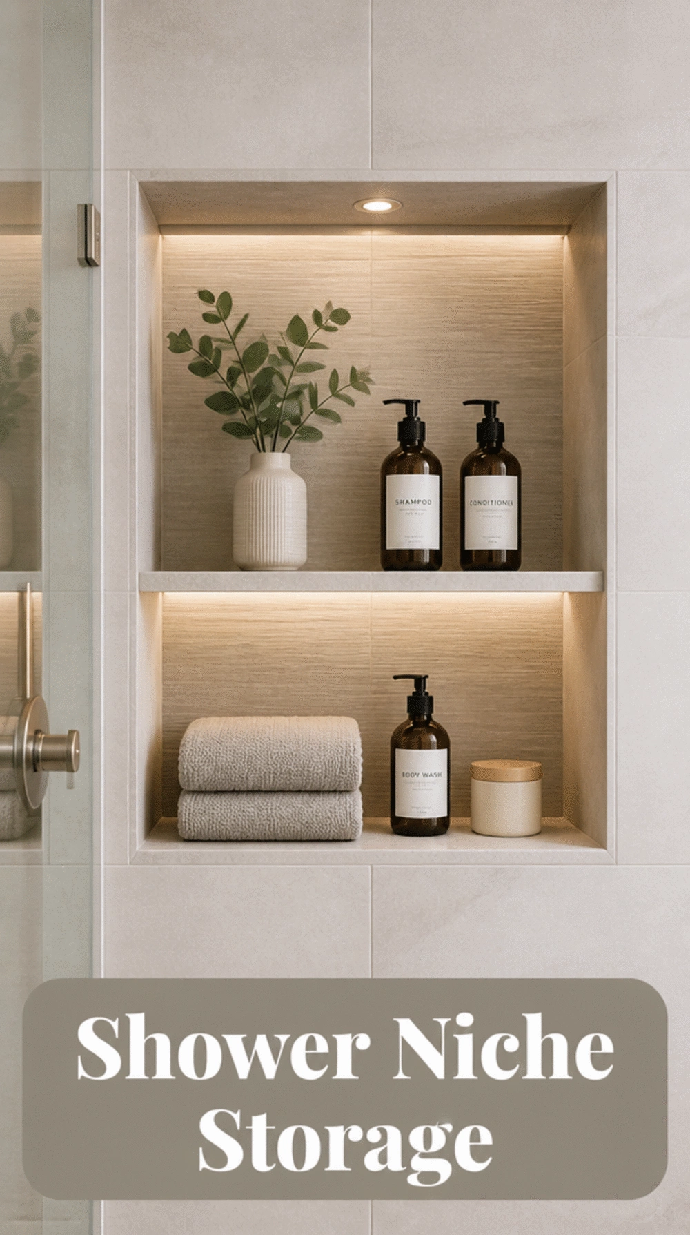 Small Bathroom Shower Niche That Replaces a Caddy and Clears the Floor