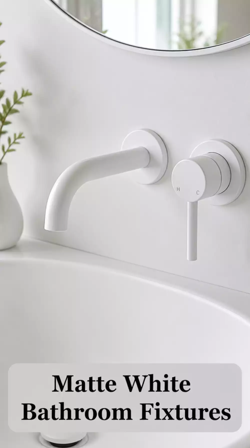 All-White Bathroom Matte White Tap and Fittings That Keep the Scheme Unbroken
