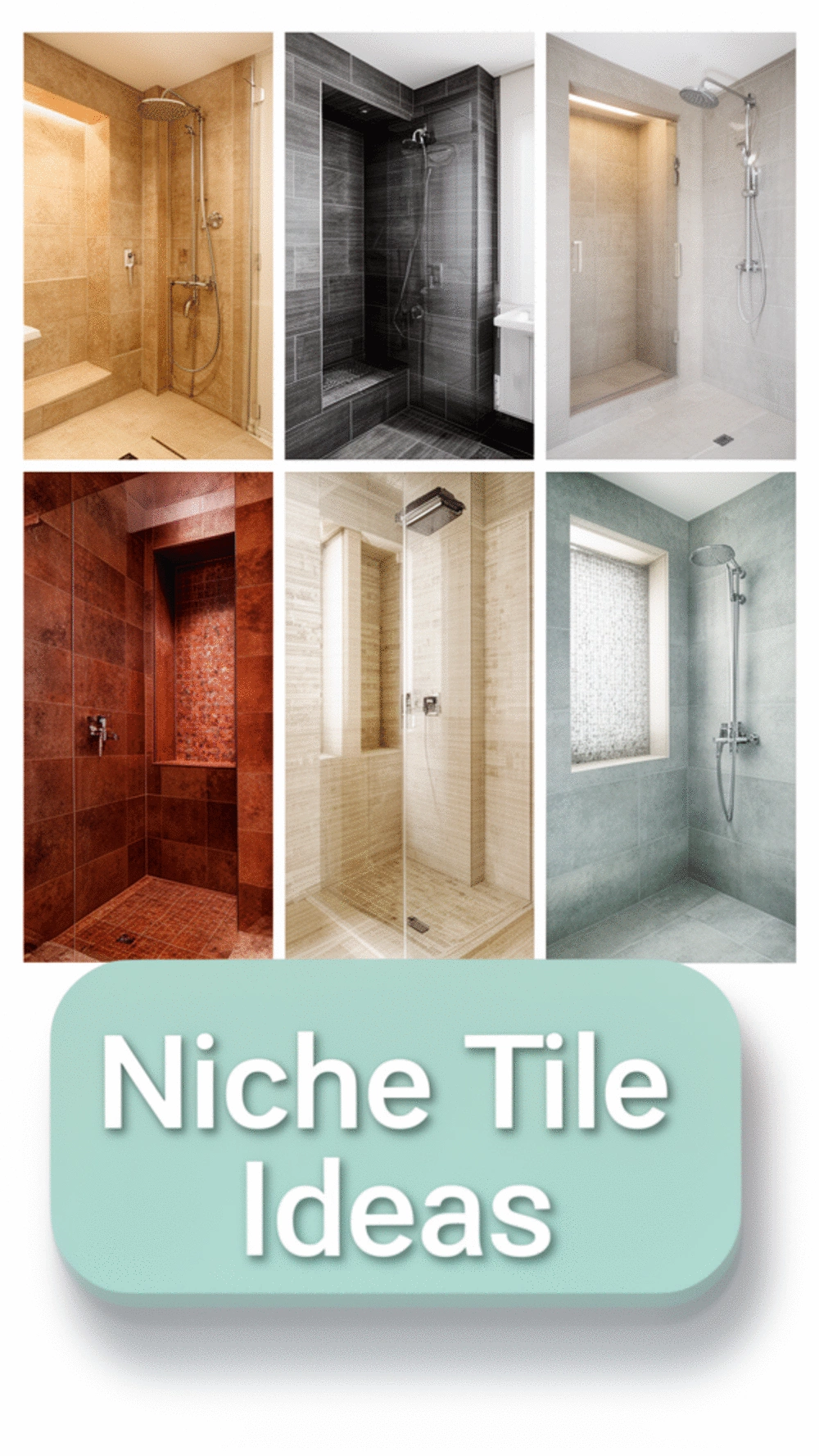 Bathroom Shower Niche Tiled in a Contrasting Tone for a Built-In Look