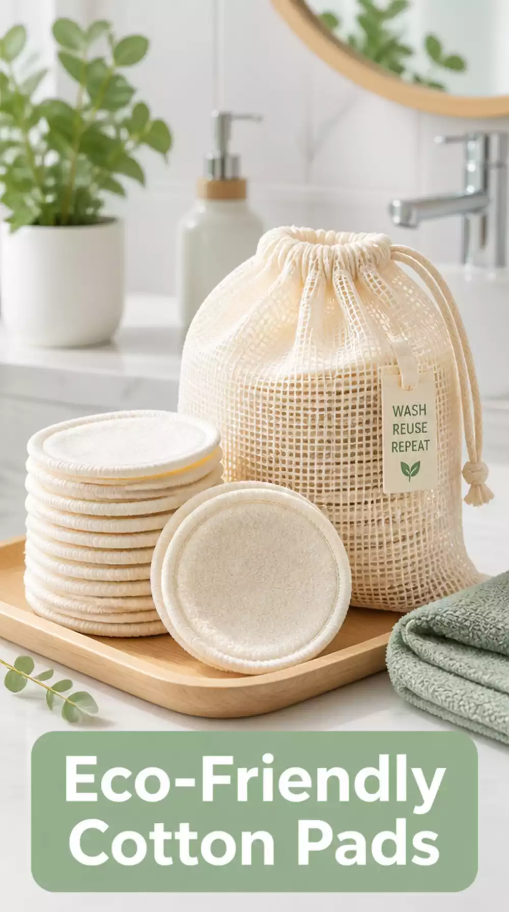 Bathroom Reusable Cotton Pad Set with a Matching Mesh Laundry Bag