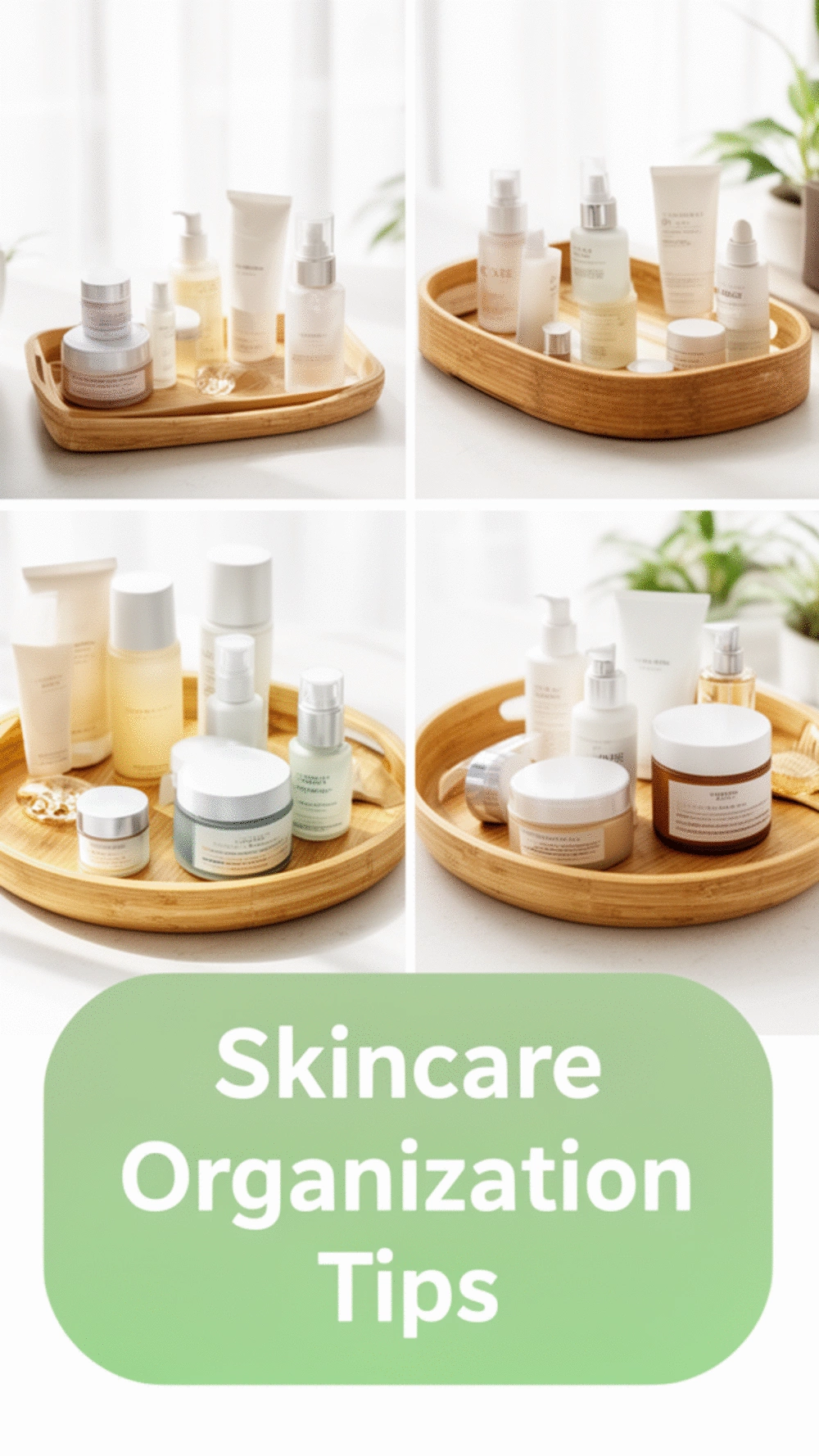 Bathroom Bamboo Tray That Keeps Skincare Products Looking Curated- Not Crowded