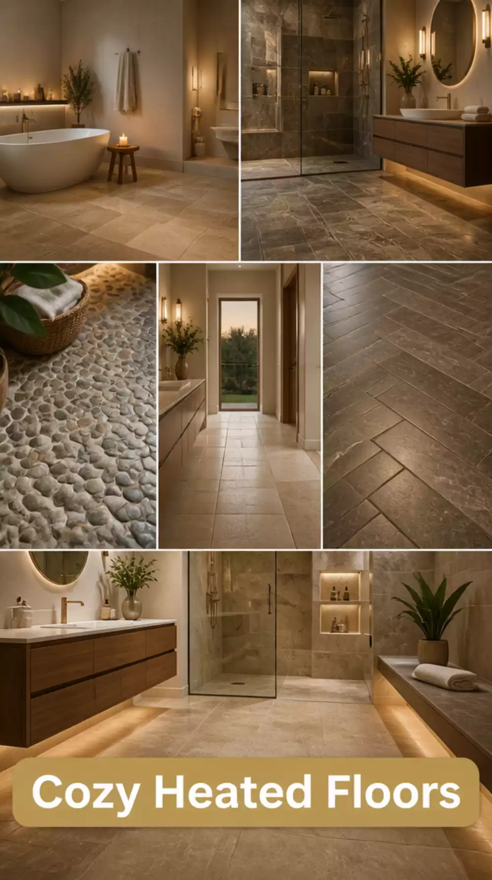 Luxury Bathroom Heated Floor Tile System That Warms Stone from Below