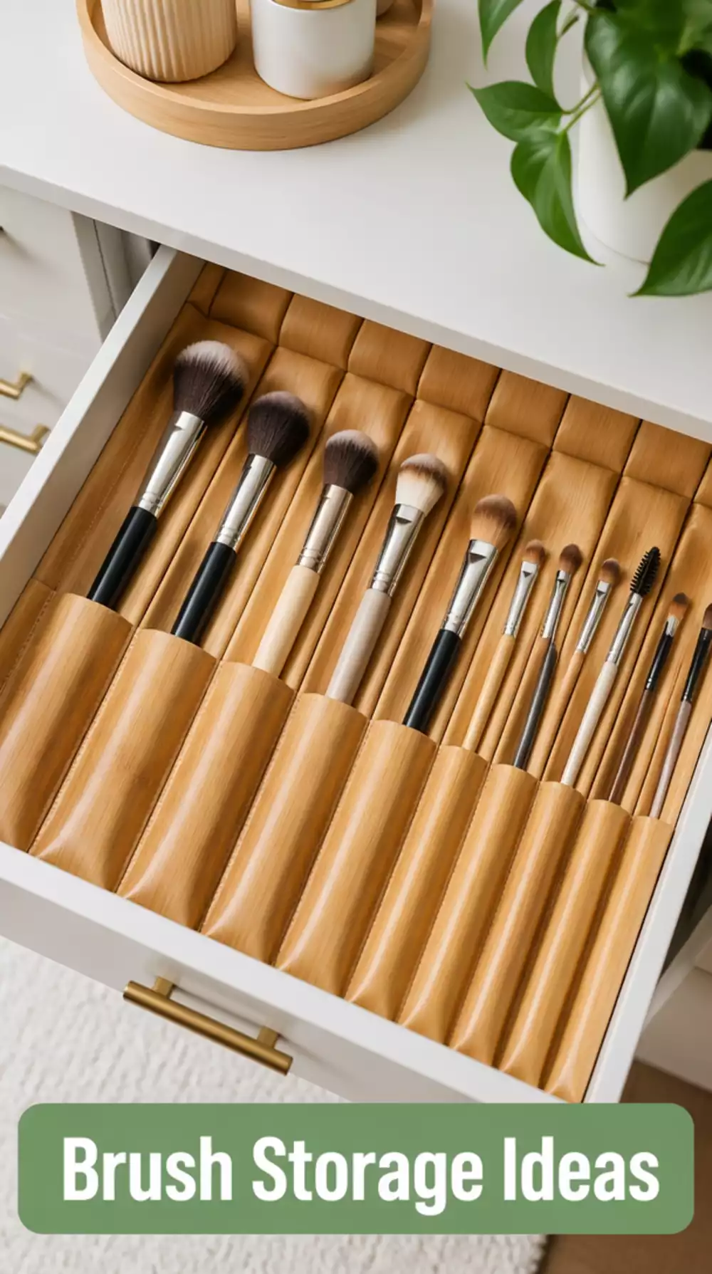 Bathroom Drawer Brush Roll Insert That Keeps Every Makeup Brush Flat and Clean