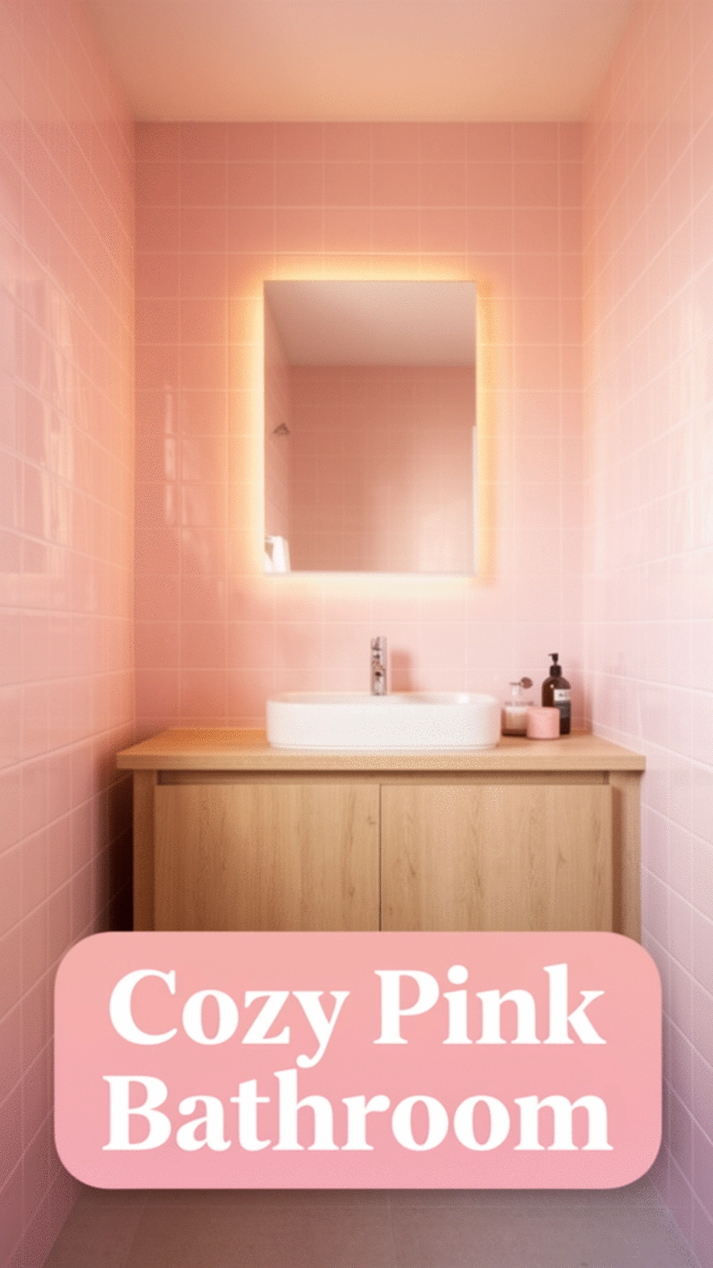 Bathroom Soft Pink Tile That Makes a Small Room Feel Warm and Pretty